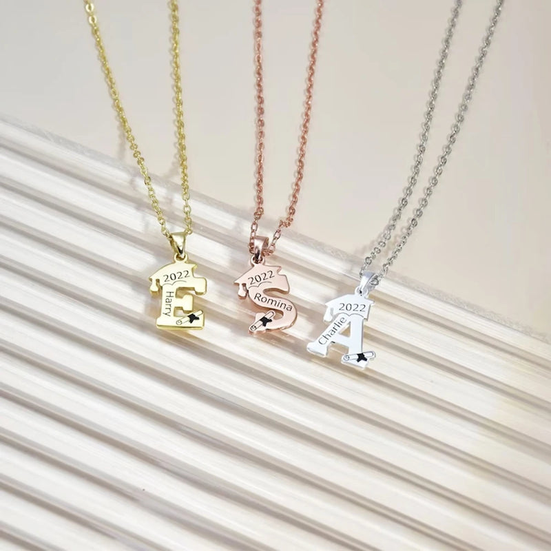 Personalized Graduation Necklace - Custom Bachelor Cap Name Necklace