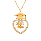 Personalized Graduation Necklace Bachelor Cap Name Necklace