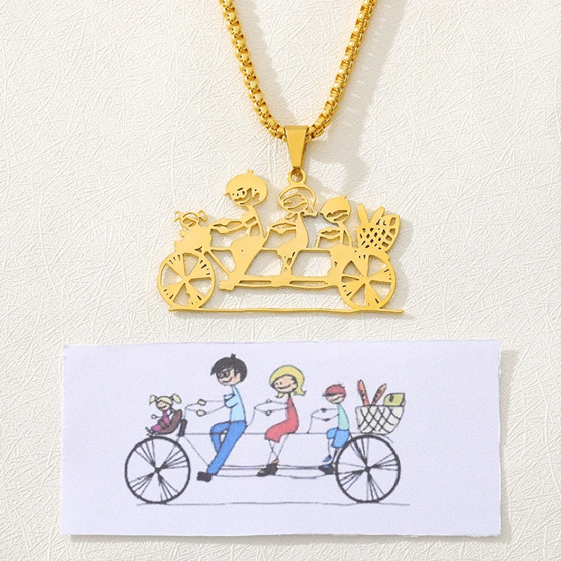 Personalized Graffiti Necklace Hand Painted Pendant - Kid's Art Your Name Logo