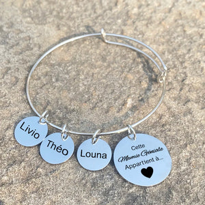 Personalized Grandma Expandable Bangle with Charms