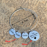 Personalized Grandma Expandable Bangle with Charms