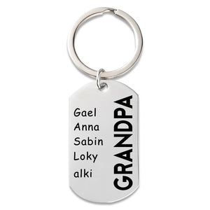 Personalized Grandpa Keychain,Custom Christmas Keychain with Names