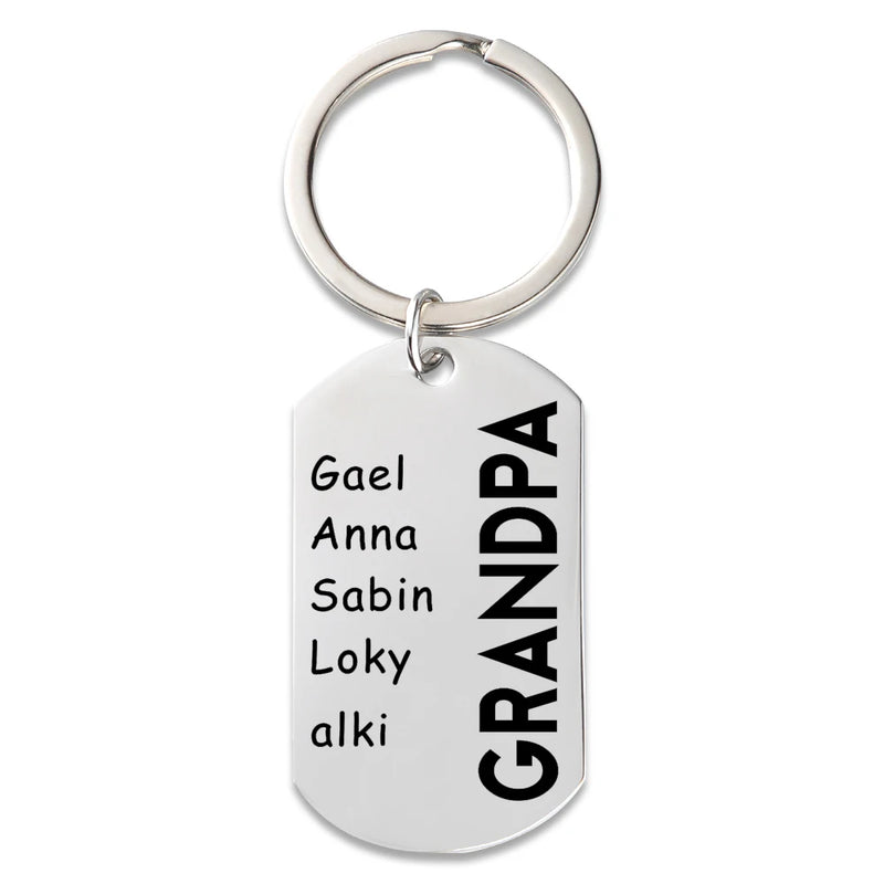 Personalized Grandpa Keychain,Custom Christmas Keychain with Names