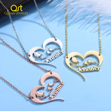 Personalized Half Heart Name Necklace For Mom Stainless Steel Name Chain