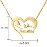 Personalized Half Heart Name Necklace For Mom Stainless Steel Name Chain