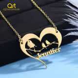 Personalized Half Heart Name Necklace For Mom Stainless Steel Name Chain
