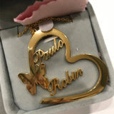 Personalized Butterfly Heart Pendants Name Necklaces Men Women Choker
