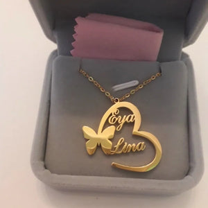 Personalized Butterfly Heart Pendants Name Necklaces Men Women Choker