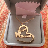 Personalized Butterfly Heart Pendants Name Necklaces Men Women Choker