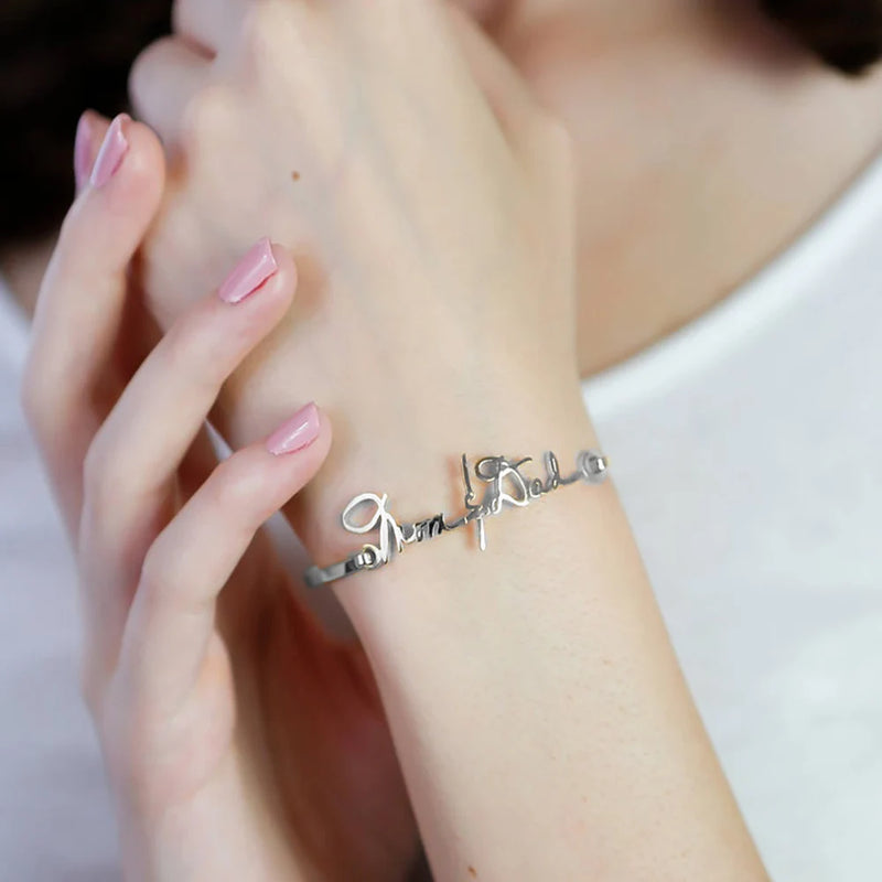Custom Letter Bangle Stainless Steel Bracelet