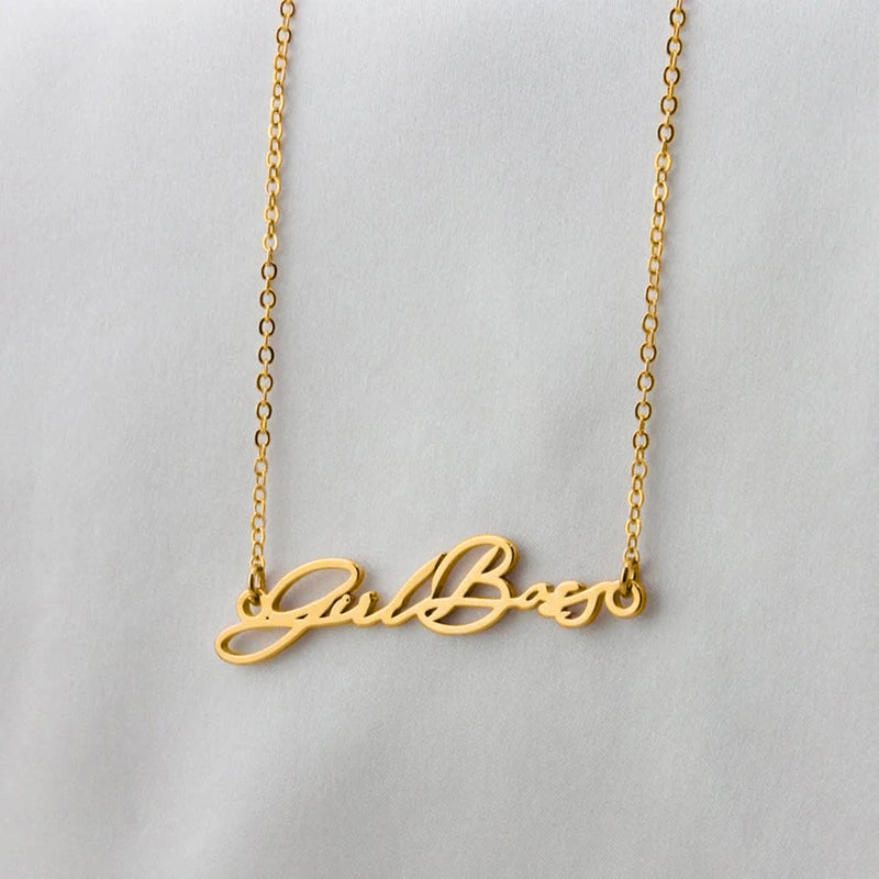 Customized Handwritten Name Necklace Art Signature Nameplate Pendant