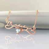 Personalized Heart Birthstone Name Necklace Stainless Steel Pendant
