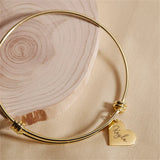 Personalized Heart Charm Bracelet For Mom Hand Engraved Name Jewelry Sisters