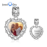 Personalized Heart Charms DIY Photo Engrave Beads for Bracelets