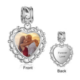 Personalized Heart Charms DIY Photo Engrave Beads for Bracelets