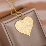 Heart Family Puzzle Necklace Name Necklace Stainless Steel Pendant Chain