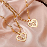 Custom Heart Initial Letter Pendant Necklace Stainless Steel Jewelry