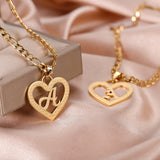 Custom Heart Initial Letter Pendant Necklace Stainless Steel Jewelry