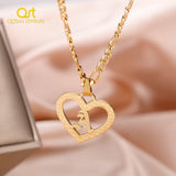 Custom Heart Initial Letter Pendant Necklace Stainless Steel Jewelry