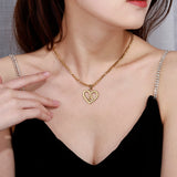 Custom Heart Initial Letter Pendant Necklace Stainless Steel Jewelry