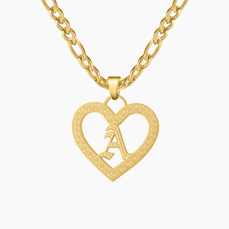 Custom Heart Initial Letter Pendant Necklace Stainless Steel Jewelry