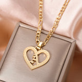 Custom Heart Initial Letter Pendant Necklace Stainless Steel Jewelry