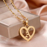 Custom Heart Initial Letter Pendant Necklace Stainless Steel Jewelry