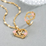 Personalized Heart Initial Necklace A-Z 26 Letter Ring Plated Jewelry