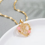 Personalized Heart Initial Necklace A-Z 26 Letter Ring Plated Jewelry