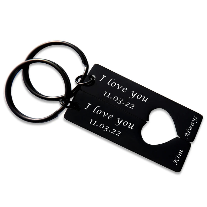 Personalized Heart Keychain Anniversary Gift for Couples
