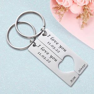 Personalized Heart Keychain Anniversary Gift for Couples