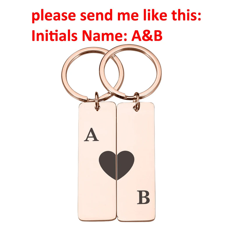 Personalized Heart Keychain Initials Name Wedding Love Couples Key Chain