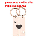 Personalized Heart Keychain Initials Name Wedding Love Couples Key Chain