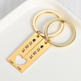 Personalized Heart Keychain Couples Engraved Love Keyring