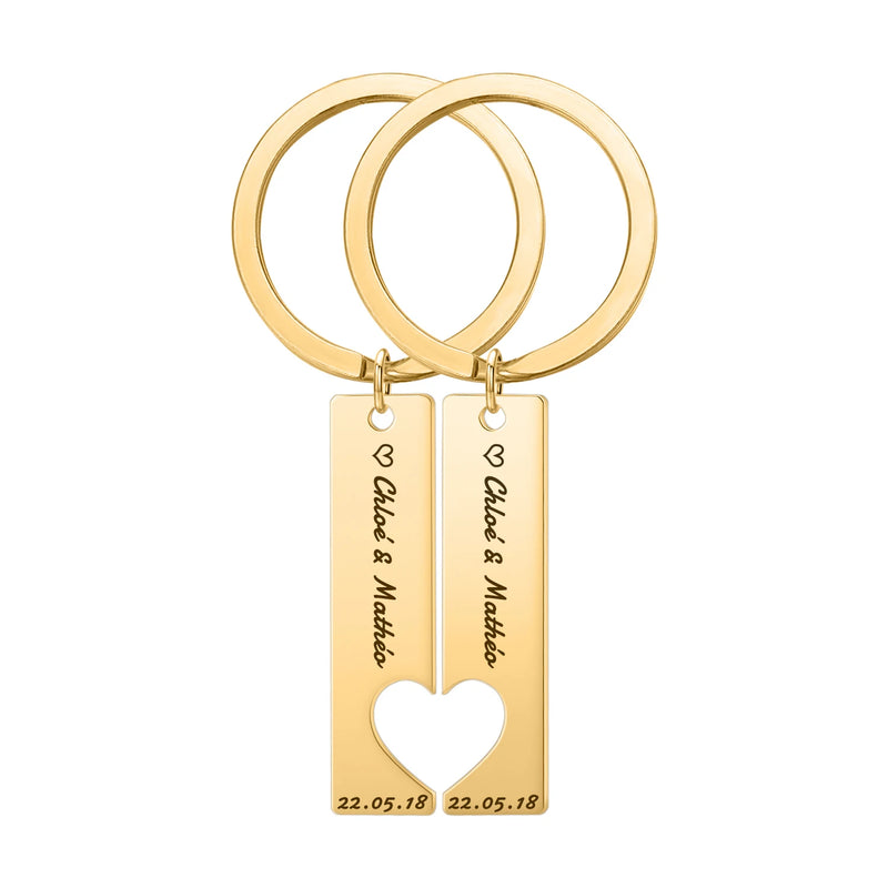 Personalized Heart Keychain Couples Engraved Love Keyring