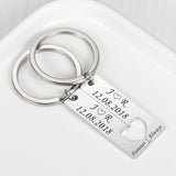 Personalized Heart Keychain Couples Engraved Love Keyring