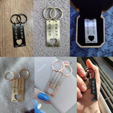 Personalized Heart Keychain Set Engraved Date Name Love Key Chains Gift