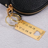 Personalized Heart Keychain Set Engraved Date Name Love Key Chains Gift