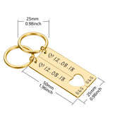 Personalized Heart Keychain Set Engraved Date Name Love Key Chains Gift