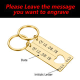 Personalized Heart Keychain Set Engraved Date Name Love Key Chains Gift