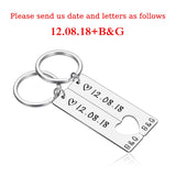 Personalized Heart Keychain Set Engraved Date Name Love Key Chains Gift