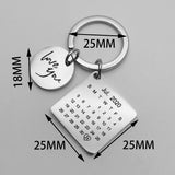 Personalized Heart Keychain Set Engraved King Date and Name Love Keyring