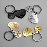 Personalized Heart Keychain Set Engraved King Date and Name Love Keyring