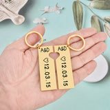 Personalized Heart Keychain Set Laser Engraved Date and Name Love Keyring Gift