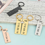 Personalized Heart Keychain Set Laser Engraved Date and Name Love Keyring Gift