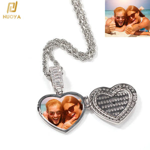 Personalized Heart Locket Necklace Flip Photo Necklace