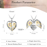 Heart Locket Necklace Engraved with Name & Date Flower Pendant