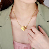 Heart Monogram Name Necklace Initials Charm Stainless Steel Choker