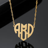 Heart Monogram Name Necklace Initials Charm Stainless Steel Choker