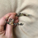 Personalized Heart Name Adjustable Cuff Bangles For Women Stainless Steel